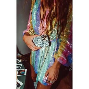Show Me Your Mumu Wear Me Out Dress in Rainbow Stripe Sequins